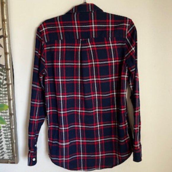 🧡3/15 TOPMAN Red Blue Plaid Cotton Shirt Men's S - Picture 3 of 13